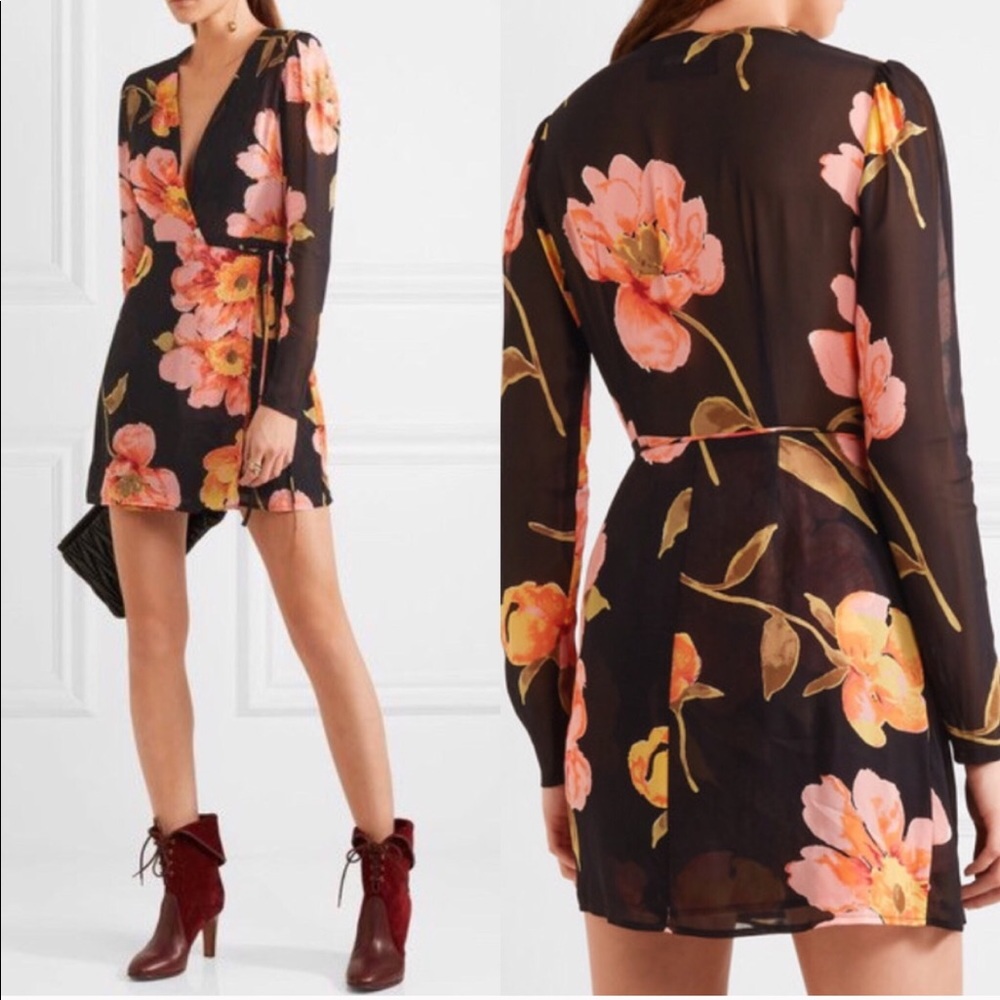 Reformation Georgette Floral Wrap Dress